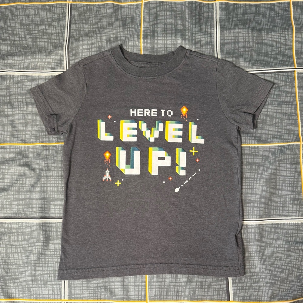 💙NWOT Cat & Jack Charcoal 'Here to Level Up!' T-Shirt Size XS (4/5)